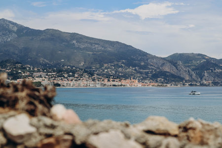 View of Menton from Roquebrune Cap Martinの写真素材