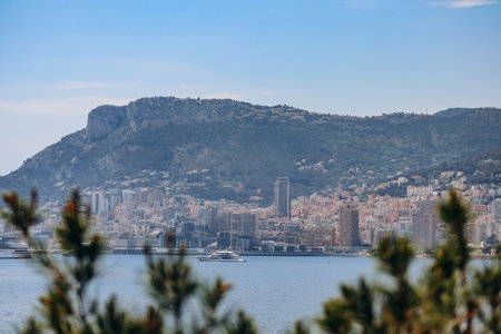 A view of the Principality of Monaco from Cap Martinの写真素材