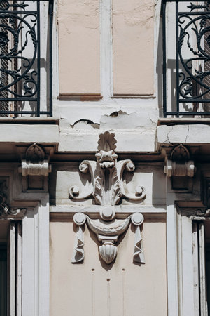 Beautiful facades of the historical center of Nice, on the French Rivieraの写真素材