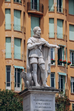 The Monument to Charles-Felix of Sardinia (Carlo Felice), located in Nice in the square Guynemer and overlooking the port Lympiaの写真素材