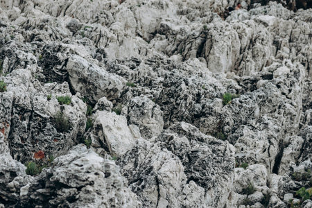 Beautiful rocky coast of the Saint Jean Cap Ferrat peninsula on the French Rivieraの写真素材