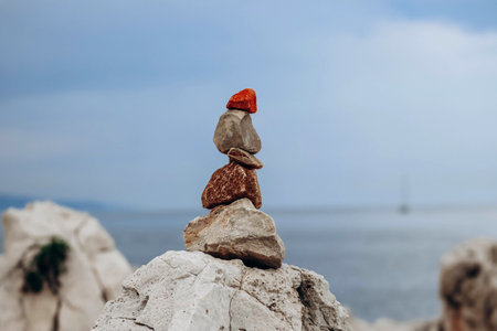 Beautiful rocky coast of the Saint Jean Cap Ferrat peninsula on the French Rivieraの写真素材