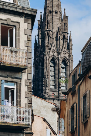Fragment of the facade of the cathedral in Clermont Ferrandの写真素材