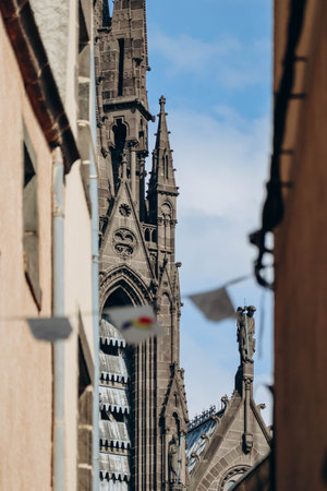 Fragment of the facade of the cathedral in Clermont Ferrandのeditorial素材