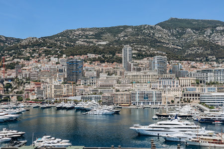 Monaco, Monaco - 25 June 2023: View of Port Hercule in Monaco on a sunny dayのeditorial素材