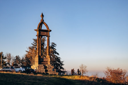 The Gergovie Monument (Memorial to Vercingetorix) by Jean Teillard, on Gergovie Plateauの写真素材