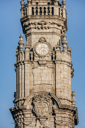 Clerigos Tower (Torre dos Clerigos in Portuguese), the tallest campanile in Portugal. It stands 76 meters tall and gives a privileged view over the city and the river.の写真素材