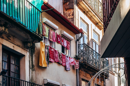 Charming facades in the center of Porto, Portugalの写真素材