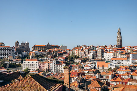View of Porto rooftops on a sunny dayの写真素材