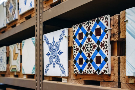 Porto, Portugal - December 28, 2024: Bank of Materials in Porto, containing tens of thousands of azulejos, the painted, glazed ceramic tiles that cover the exteriors of buildings across Portugal.のeditorial素材