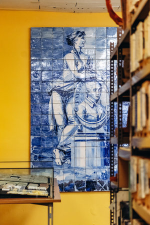 Porto, Portugal - December 28, 2024: Bank of Materials in Porto, containing tens of thousands of azulejos, the painted, glazed ceramic tiles that cover the exteriors of buildings across Portugal.のeditorial素材