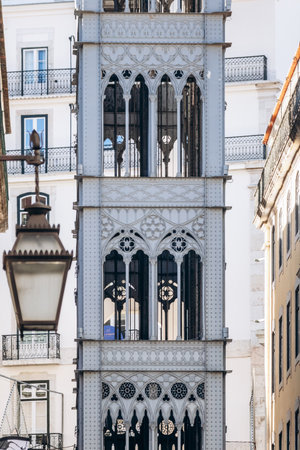 Lisbon, Portugal - January 2, 2025: The Santa Justa Lift, also known as the Carmo Lift, a historic elevator in the Santa Maria Maior parish in central Lisbonの写真素材