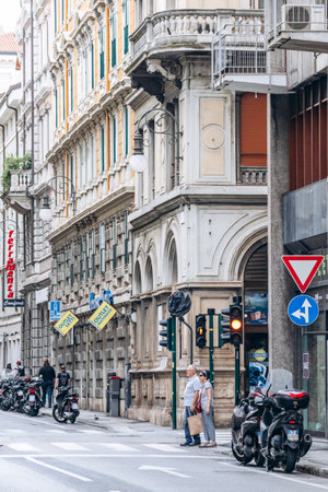 Trieste, Italy - August 18, 2024: A picturesque and beautiful street in the heart of Trieste