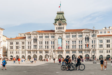 Trieste, Italy - August 18, 2024: The historic Trieste City Hall on Piazza UnitÃ  dâ€™Italia,...