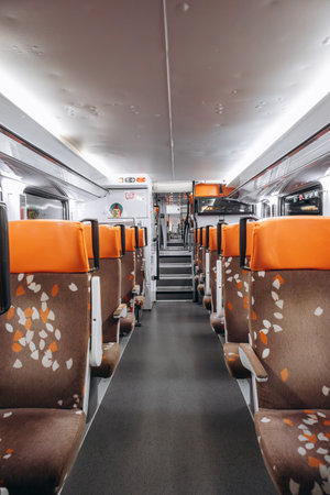 Menton, France - January 18, 2025: Inside a TER train traveling from Menton to Nice