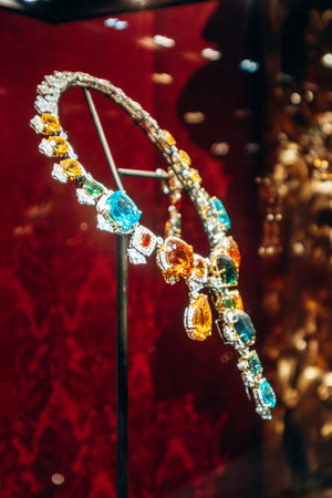 Paris, France - 23 February 2025: Finest Jewelry at Dolce Gabbana exhibition at Grand Palais, gathering for the first time the unique creations of the luxury fashion house.のeditorial素材