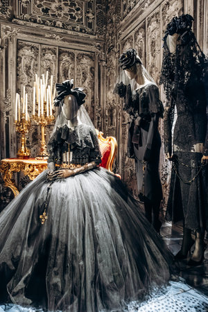 Paris, France - 23 February 2025: Dolce Gabbana exhibition at Grand Palais, gathering for the first time the unique creations of the luxury fashion houseのeditorial素材