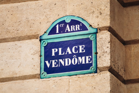 Place VendÃ´me street sign in the 1st arrondissementの写真素材
