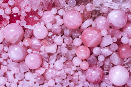 Close-up view of pink quartz walls in the meditation space