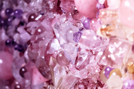 Close-up view of pink quartz walls in the meditation spaceの写真素材