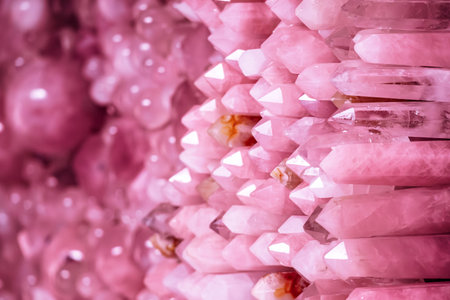 Close-up view of pink quartz walls in the meditation spaceの写真素材