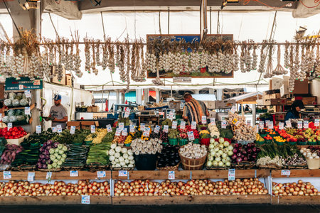 Montreal, Canada â€“ August 12, 2025: View of the famous Jean Talon Market in the Little Italy...