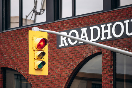 Ottawa, Canada - August 13, 2025: Chucks Roadhouse facade near ByWard Market with street signalのeditorial素材