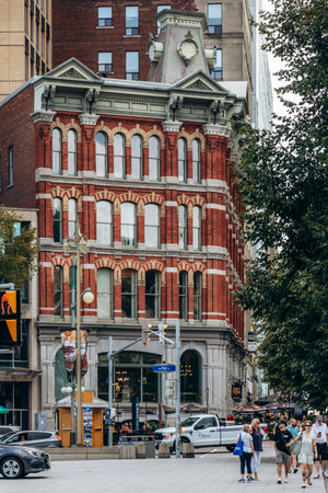 Ottawa, Canada - August 13, 2025: Historic red-brick Telegraph Building on Sparks Street in downtown Ottawa, viewed from Elgin Streetのeditorial素材
