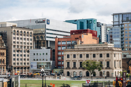 Ottawa, Canada - August 13, 2025: View of modern and historic buildings in downtown Ottawaのeditorial素材