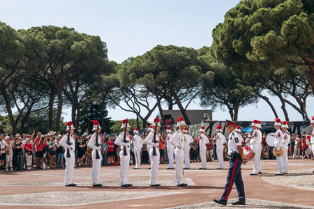 Monaco, Monaco - September 17, 2025: Ceremonial changing of the guard at Prince's Palace courtyard...