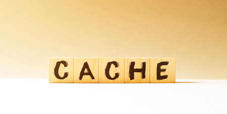 Word CACHE made with wood building blocks on the light backgroundの写真素材