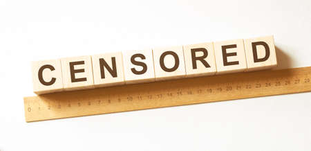 Word CENSORed made with wood building blocksの写真素材
