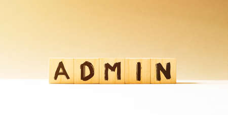 Word ADMIN made with wood building blocksの写真素材