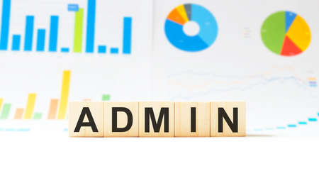 Word ADMIN made with wood building blocksの写真素材