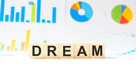 Word dream made with wood building blocksの写真素材
