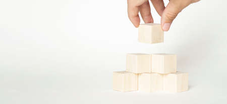 Human resource management and recruitment business concept, Wood cube building