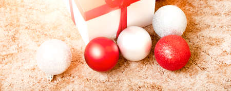 Christmas gift box with decoration.New year concept