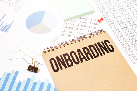 Notepad with text Onboarding. Diagram and white backgroundの写真素材
