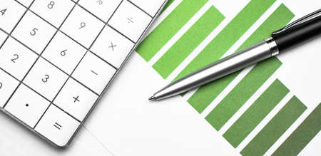 Financial accounting stock market graphs analysis. Finance concept