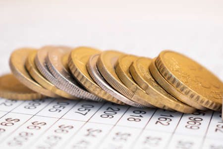 Money in Financial and Business market growth concept, There is money coins to stack of coins.