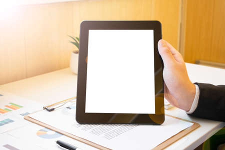 Businessman holding digital tabletの写真素材