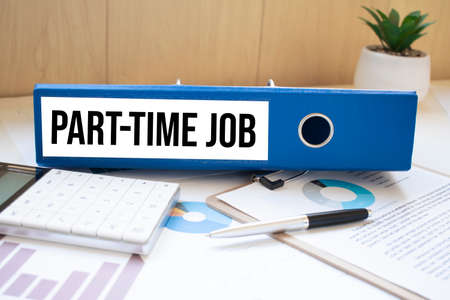 Part-time job words on labels with document bindersの写真素材