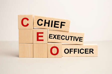 CEO wooden blocks word on gray background. CEO - chief executive officer, information concepts.の写真素材