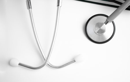 Stethoscope isolated on white background. medical conceptの写真素材