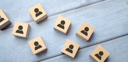Organization structure, social network, leadership, team building, recruitment business, management and human resources concepts.の写真素材