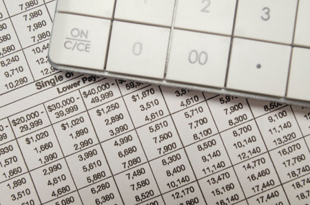 business analytics. Calculator and financial reports.の写真素材