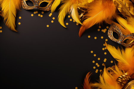 Dark yellow background with vibrant Brazilian carnival banner template. AI Generatedの素材