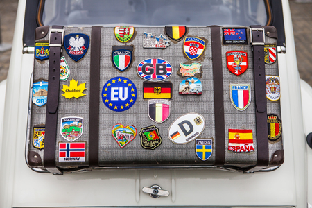 Traveller car around the worldの写真素材