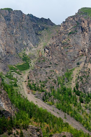 The wild and desolate mountains of Baikal Lakeの写真素材
