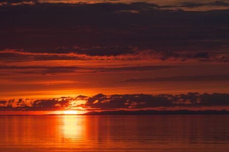 the sunset at Lake Baikal in summer time
